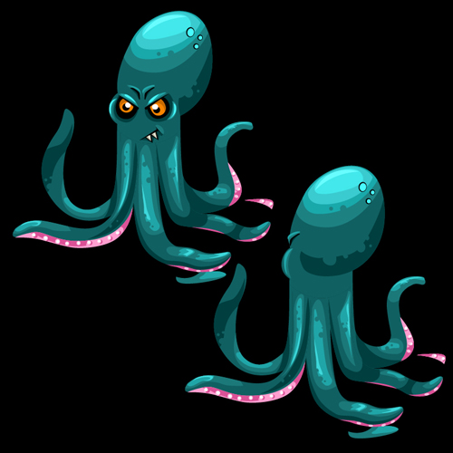 Funny squid catoon character vector 01 free download
