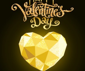 Geometric shapes heart with valentines day card vector