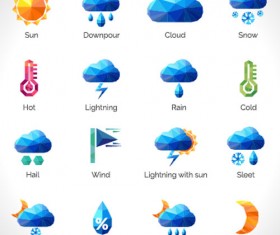 Geometric shapes weather icons set 01