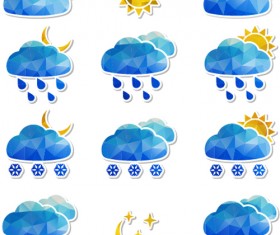 Geometric shapes weather icons set 03