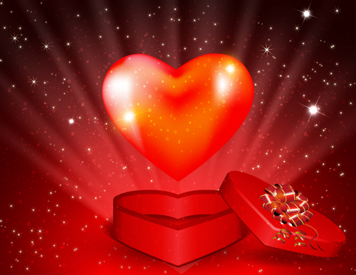 Glassy heart with valentines day gift vector 01