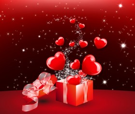 Glassy heart with valentines day gift vector 02