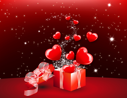 Glassy heart with valentines day gift vector 02