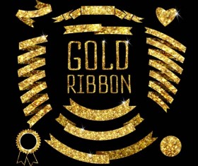 Gold ribbon with heart vector