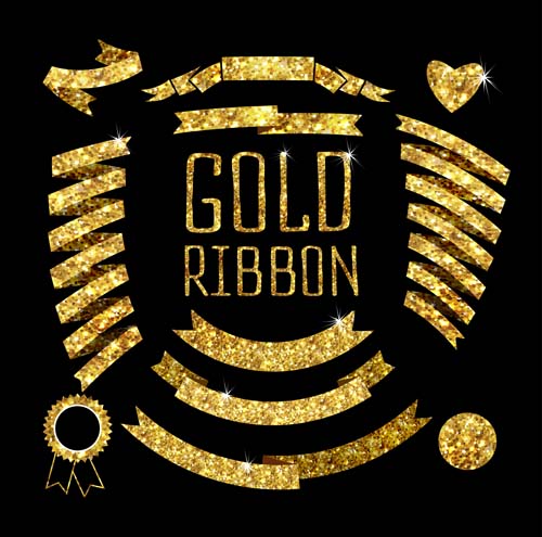 Gold ribbon with heart vector