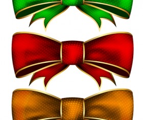 Golden and colored bows vector