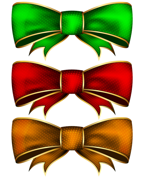 Golden and colored bows vector