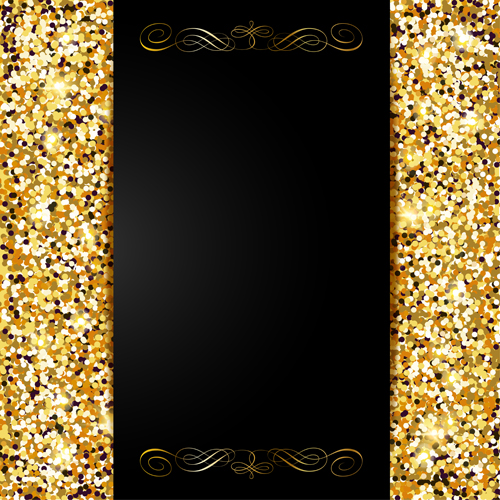 Golden with black VIP invitation card background vector 02