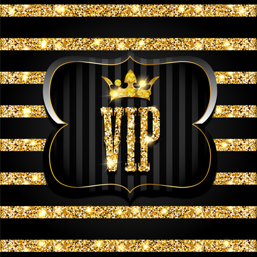 Golden with black VIP invitation card background vector 05