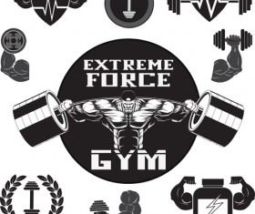 Gray with black gym labels vector 01