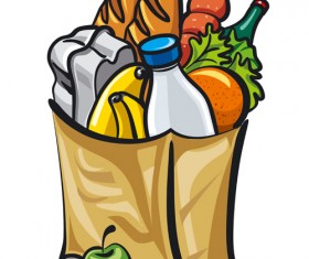 Grocery bag with food design vector 01