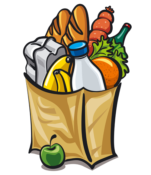Grocery bag with food design vector 01 free download