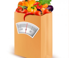 Grocery bag with food design vector 02