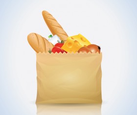 Grocery bag with food design vector 03