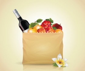 Grocery bag with food design vector 04