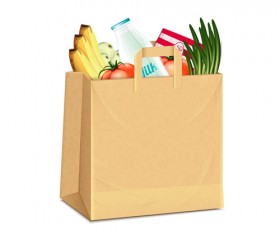 Grocery bag with food design vector 05