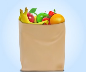 Grocery bag with food design vector 06