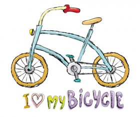 Hand drawn I love my bicycle design vector 02