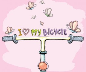 Hand drawn I love my bicycle design vector 04