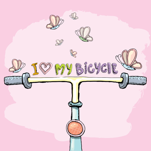 Hand drawn I love my bicycle design vector 04