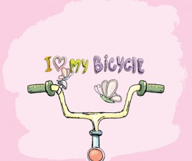 Hand drawn I love my bicycle design vector 05