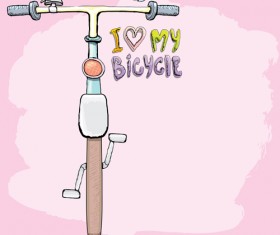 Hand drawn I love my bicycle design vector 06