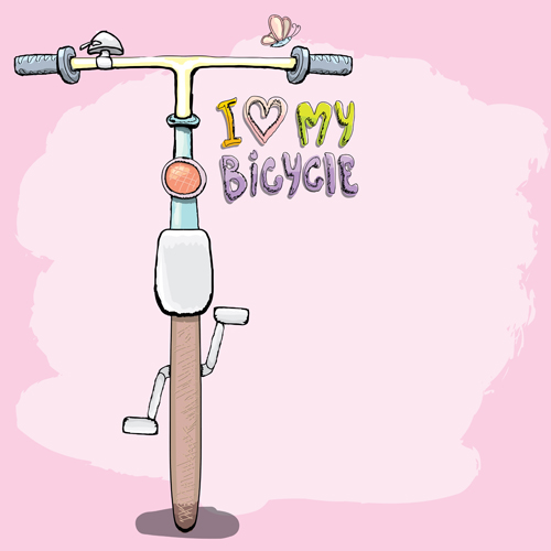 Hand drawn I love my bicycle design vector 06