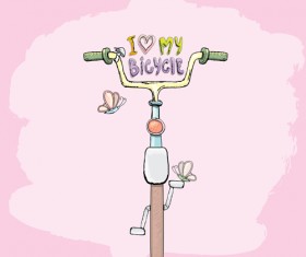 Hand drawn I love my bicycle design vector 08