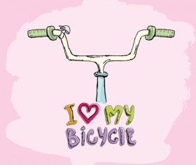 Hand drawn I love my bicycle design vector 12