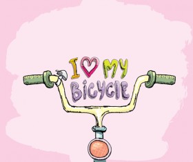 Hand drawn I love my bicycle design vector 13