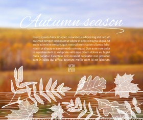 Hand drawn autumn elements with blurs background vector 02