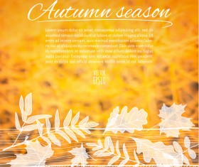Hand drawn autumn elements with blurs background vector 03