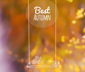Hand drawn autumn elements with blurs background vector 05