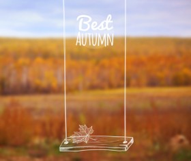Hand drawn autumn elements with blurs background vector 06
