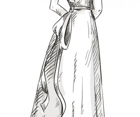Hand drawn fashion women illustration vector 02