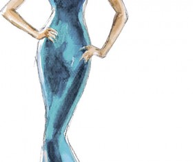 Hand drawn fashion women illustration vector 05