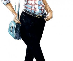 Hand drawn fashion women illustration vector 06