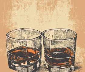 Hand drawn glass cup sketch vector 02