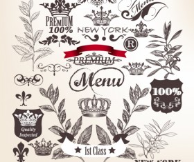 Hand drawn retro ornaments elements vector