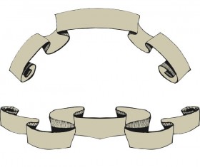 Hand drawn ribbon retro vectors set