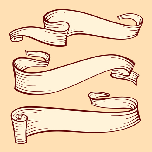 Hand drawn ribbons creative vector 03