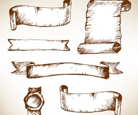 Hand drawn ribbons creative vector 04