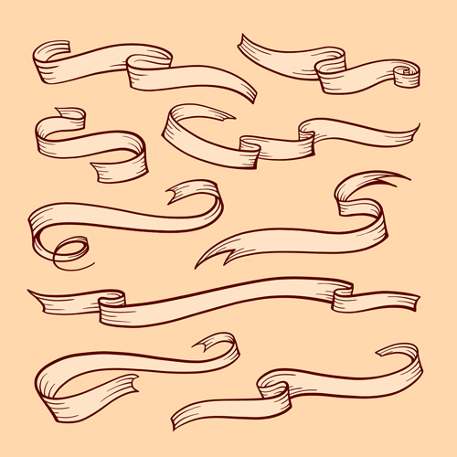 Hand drawn ribbons creative vector 05