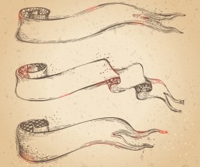 Hand drawn ribbons creative vector 09