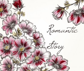 Hand drawn roses flowers vintage vector 02