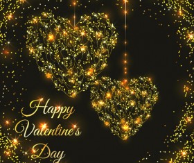 Happy valentines day golden ornaments vector
