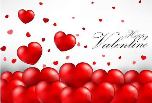 Heart balloons with valentines day card vector