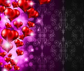 Heart hanging ornaments with Valentine day cards vector 05