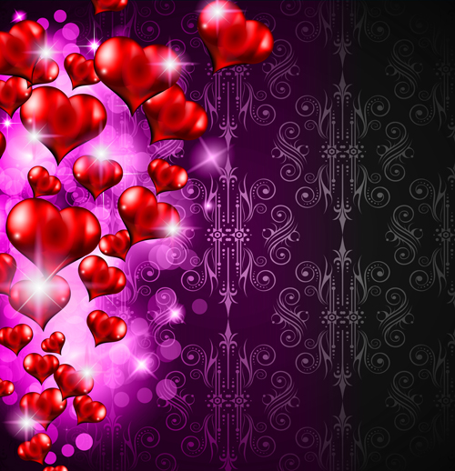 Heart hanging ornaments with Valentine day cards vector 05