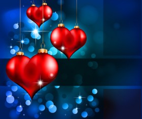 Heart hanging ornaments with Valentine day cards vector 06